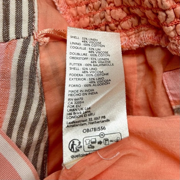 Anthropologie Maeve Square-Neck Tie-Back Maxi Dress Pink Stripe Linen Size 6 - Picture 16 of 16